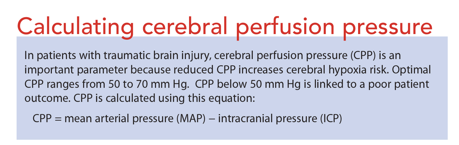 Calculating cerebral perfusion pressure