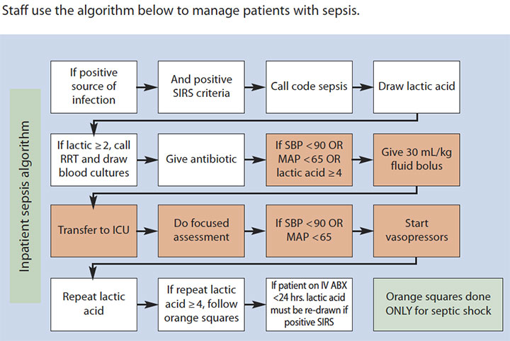 sepsis challenge develop process educate staff lead reduce mortality algorithm