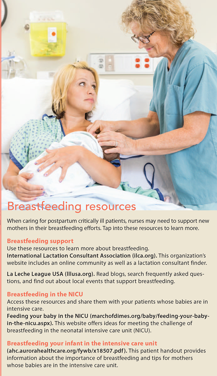 critically ill obstetric patients breastfeeding resources