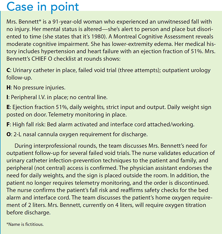 quality improvement daily checklist case point