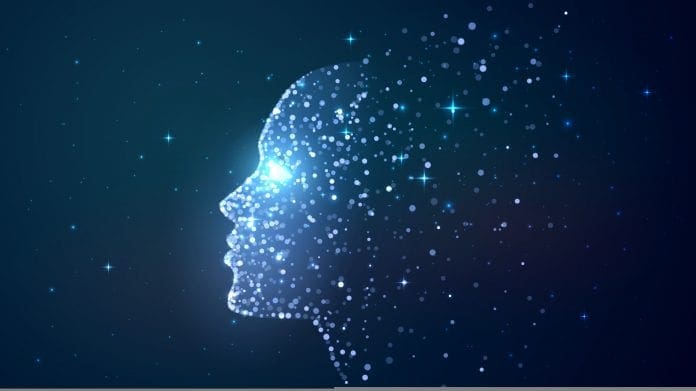 Faces,Of,Glowing,Blue,Particles,,Consciousness,,Technology,,Soul