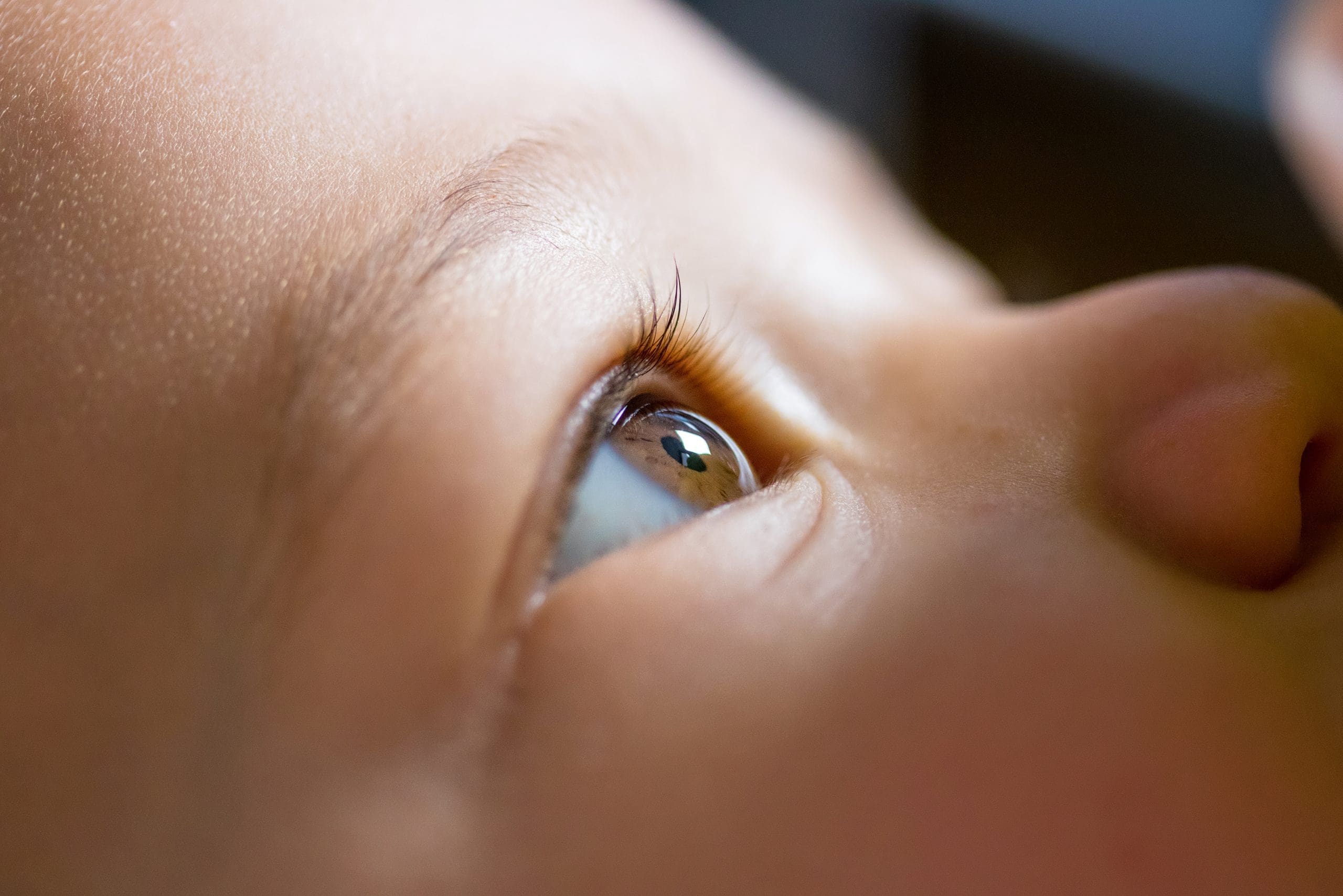 Close up of baby's eye and face