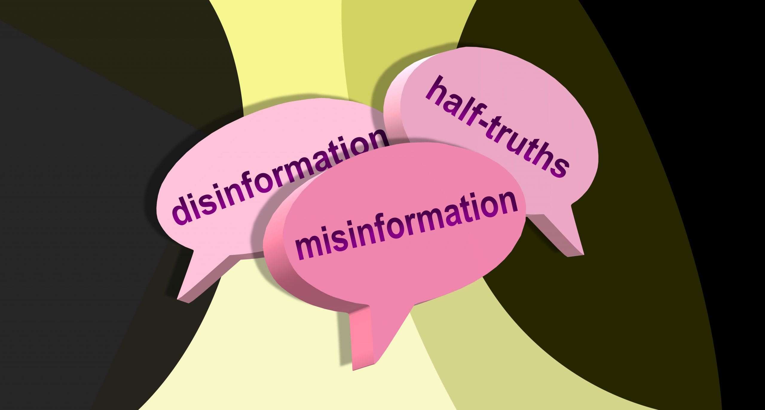 Three,Speech,Bubbles.,Disinformation,,Half-truths,And,Misinformation,In,Dialog,Balloons.