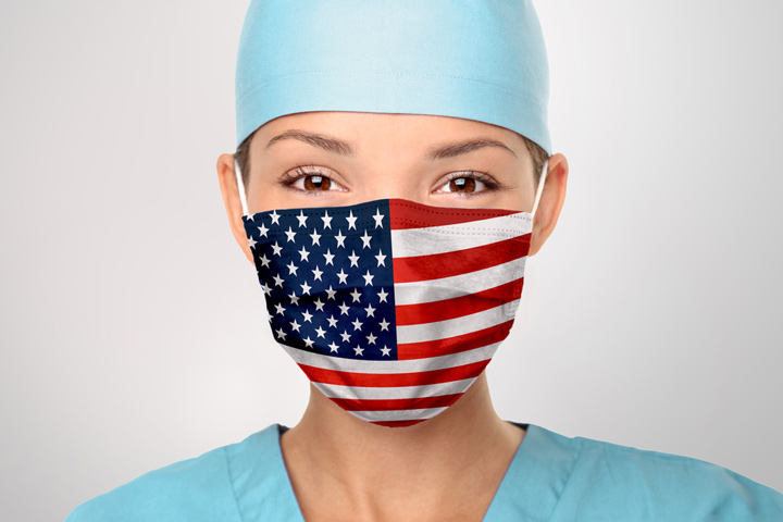 nurse in flag face mask