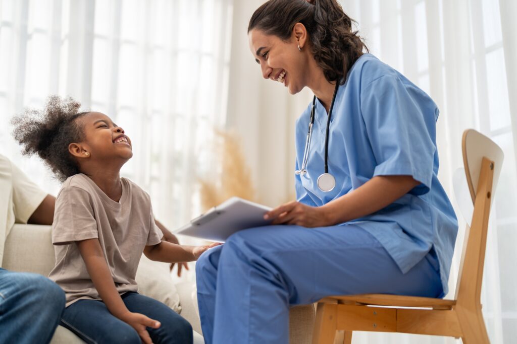 School nurse with child