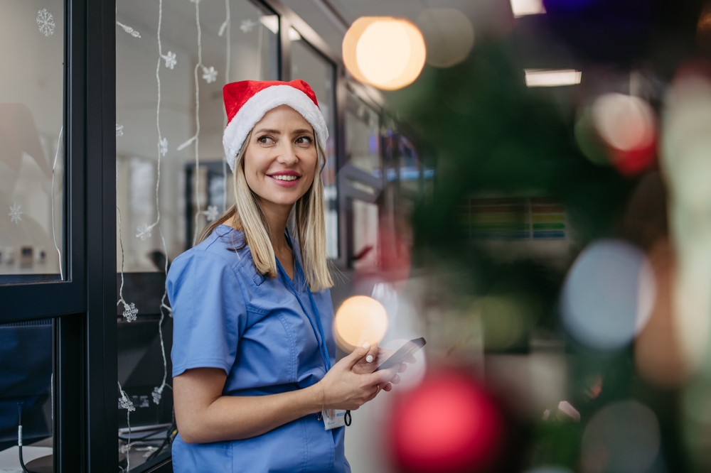 nurse in santa hat